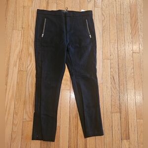 Womens Banana Republic Black Pants Addison Sz 8P Zipper Pockets Cropped
